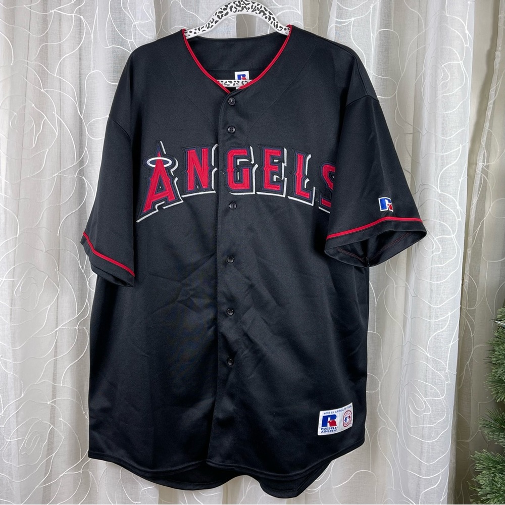 Russell Athletic Angels Black and Red Jersey 
Short Sleeve Button Down size XXL
